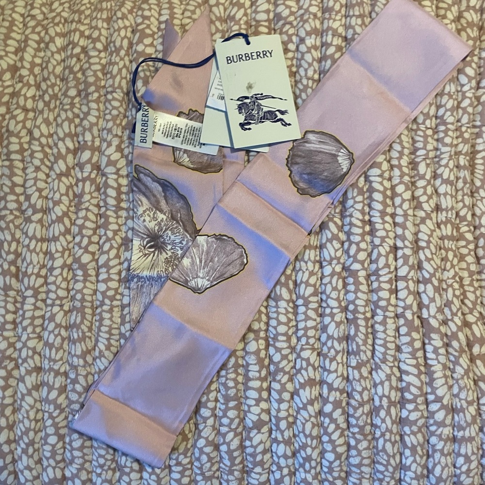 NWT Burberry Wilting Poppies Silk Skinny Scarf - Picture 10 of 10